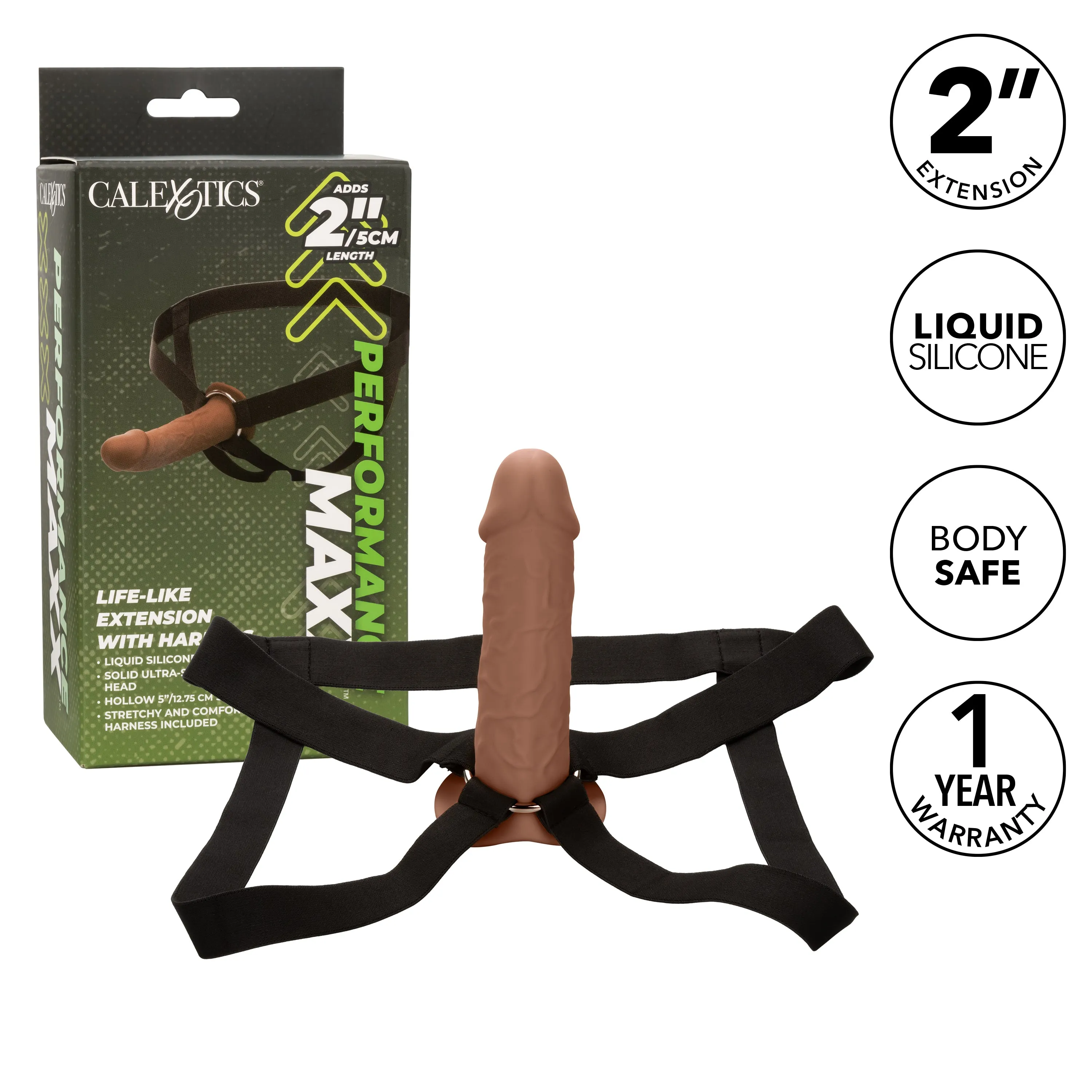 Performance Maxx Realistic Hollow Dildo Silicone Strap-on Penis Extension (Dark)