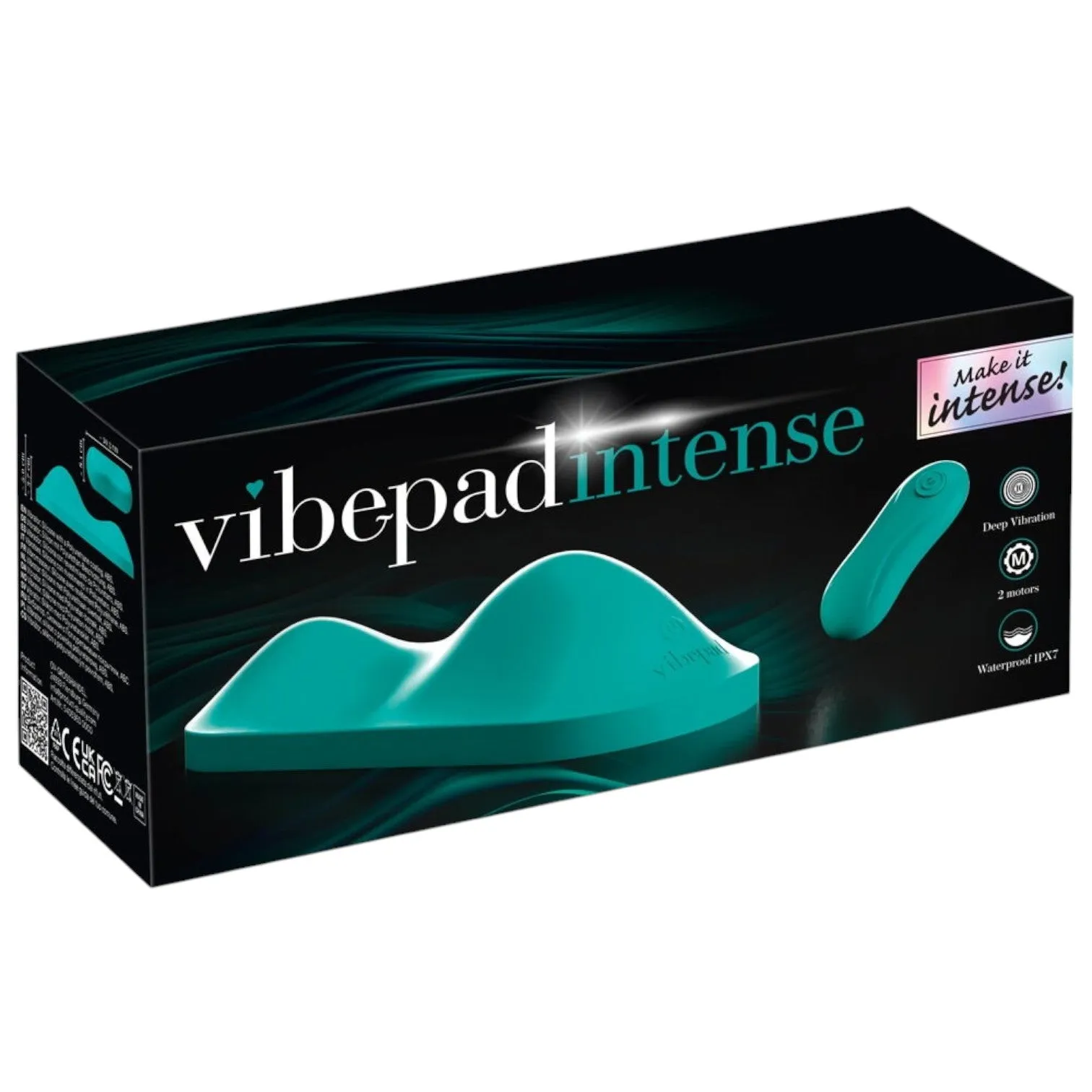 Pernă vibratoare VIBEPAD Intense. cu telecomandă. pentru stimulare clitoris. vulvă și zonă anală. 10 funcții de vibrație. turcoaz