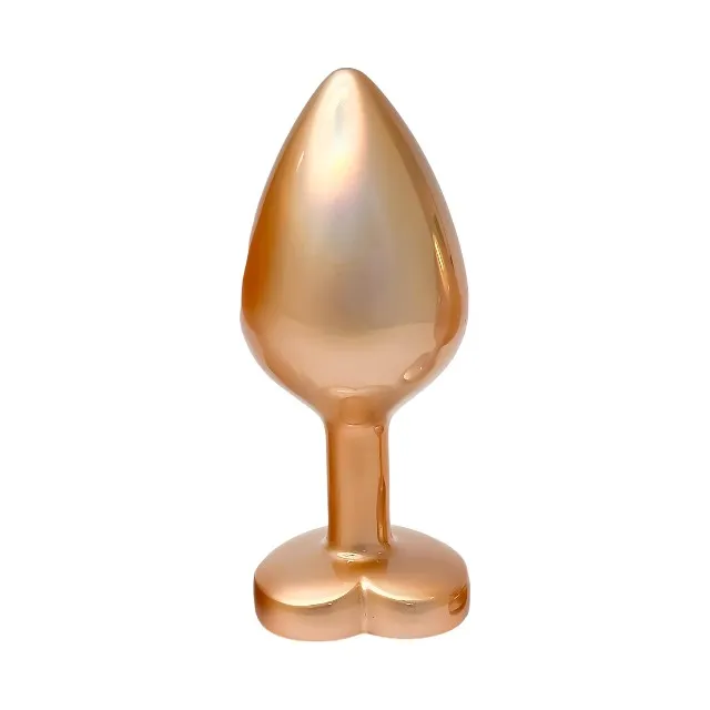 Plug anal DREAMTOYS Pearl Gold Plug. cu bază în formă de inimă. lungime 8.3 cm. diametru 3.4 cm. auriu. mărime M