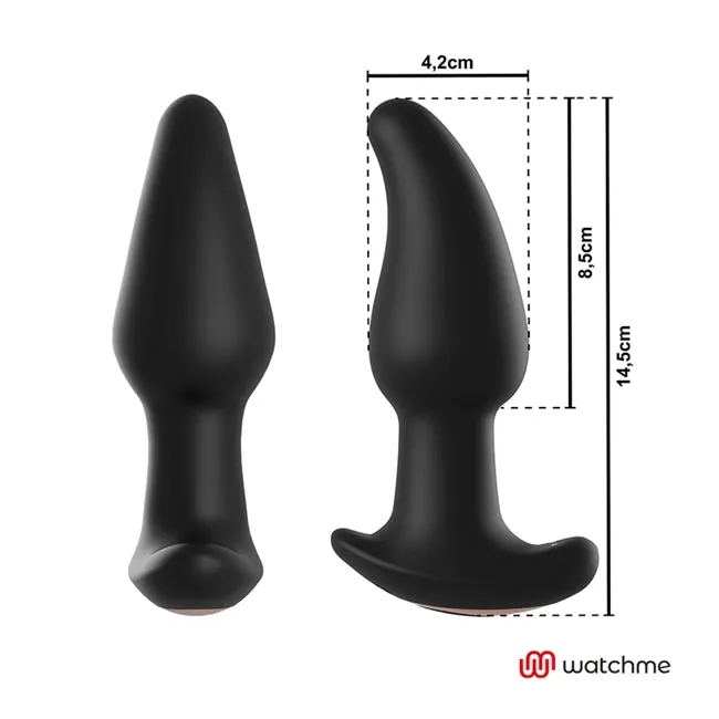 Plug anal electric ANBIGUO AMADEUS. cu telecomanda tip ceas Watchme. cu perle rotative. 7 functii de vibratie. 15.5 cm. negru