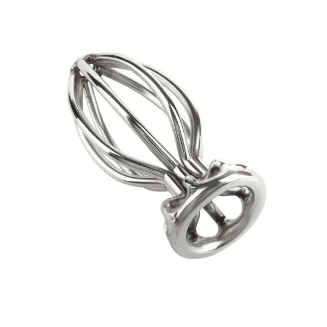 Plug anal MR. STEEL Round Wire Plug Small. design deschis cu tije din oțel inoxidabil. lungime 6.6 cm (mic). argintiu