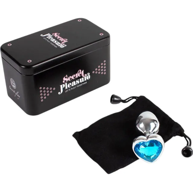 Plug anal SECRETPLAY – Blue Heart. din aluminiu ultra-neted. 7 cm