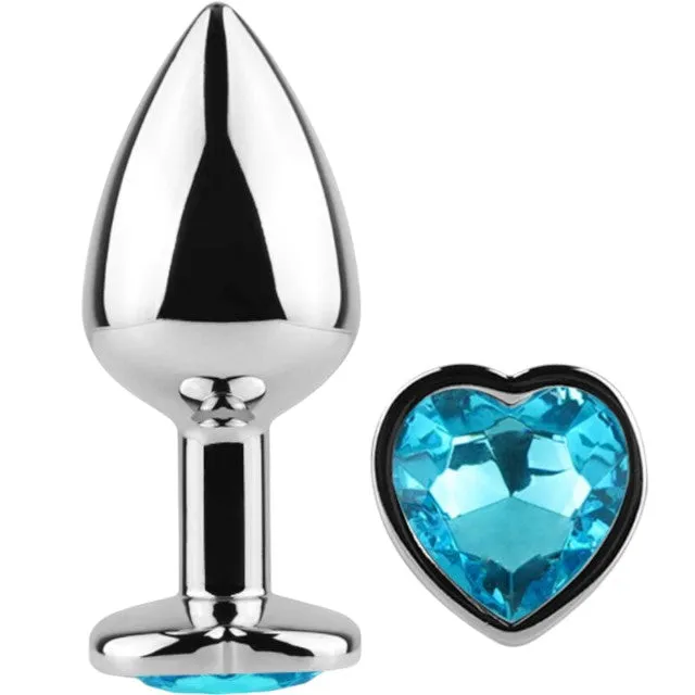 Plug anal SECRETPLAY – Blue Heart. din aluminiu ultra-neted. 7 cm