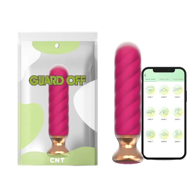 Plug anal vibrator CNT GUARD OFF Sweet Bomb Swirl. control prin aplicație. 9 funcții de vibrație. 12.7 cm. roz cu auriu