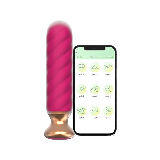 Plug anal vibrator CNT GUARD OFF Sweet Bomb Swirl. control prin aplicație. 9 funcții de vibrație. 12.7 cm. roz cu auriu