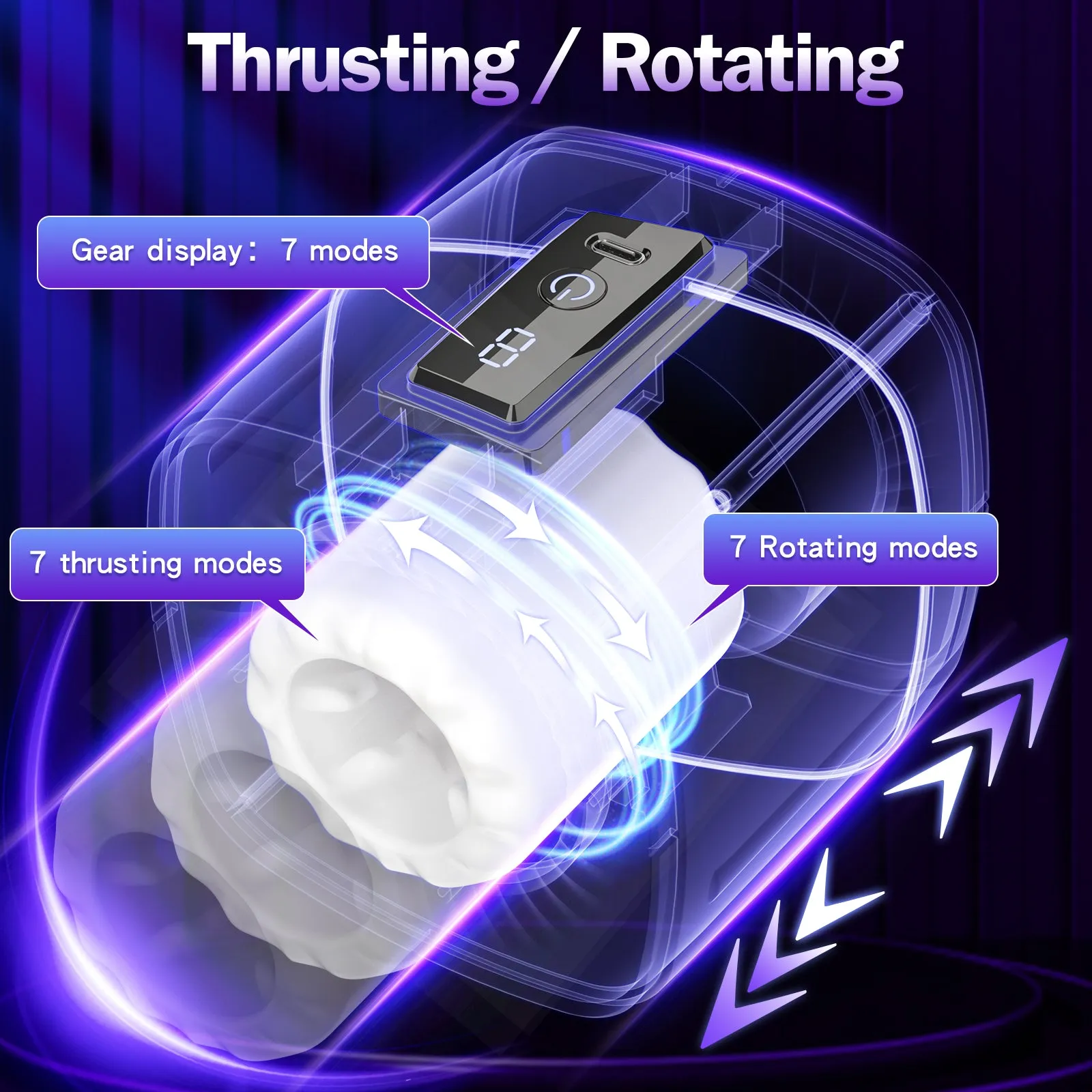 Pocket Pussy Male Masturbator Adult Stroker - Automactic Thrusting Penis Massage Sex Toys for Men