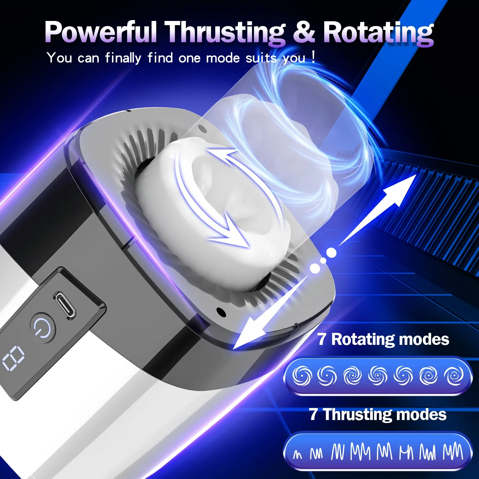 Pocket Pussy Male Masturbator Adult Stroker - Automactic Thrusting Penis Massage Sex Toys for Men