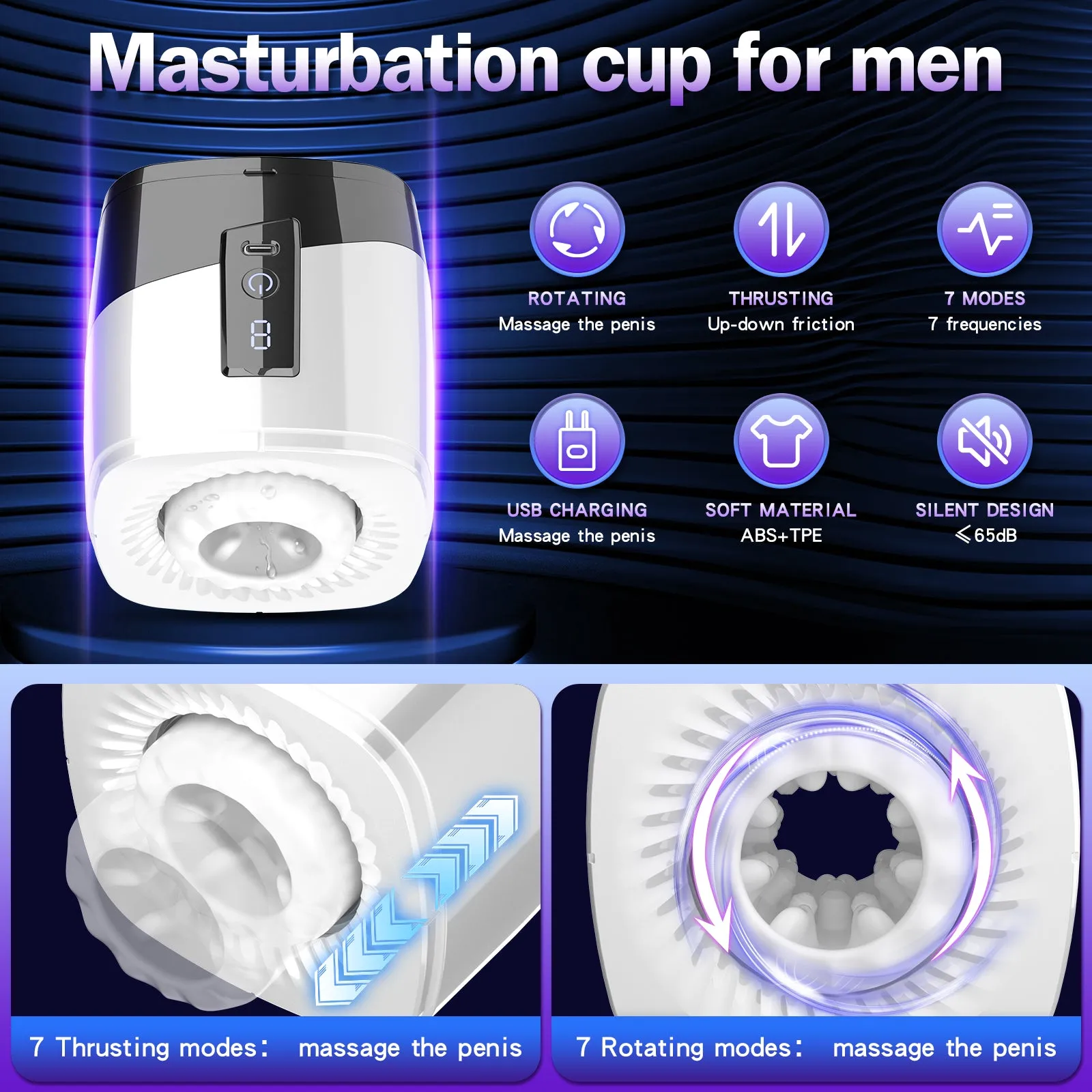 Pocket Pussy Male Masturbator Adult Stroker - Automactic Thrusting Penis Massage Sex Toys for Men