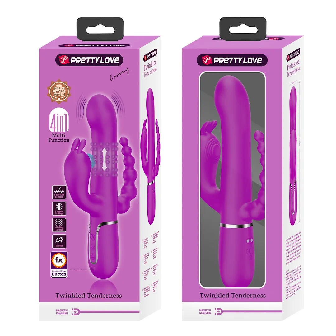 Pretty Love Cammy Triple Pleasure Vibrator with Anal Beads (Fuchsia)