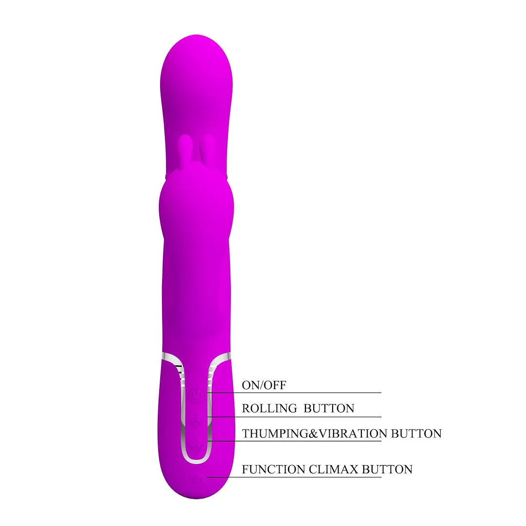 Pretty Love Cammy Triple Pleasure Vibrator with Anal Beads (Fuchsia)