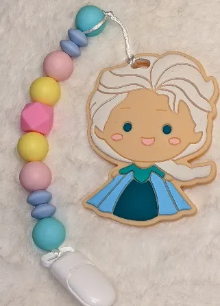 Princess Silicone Teether Chewing Toy Pacifier Clip