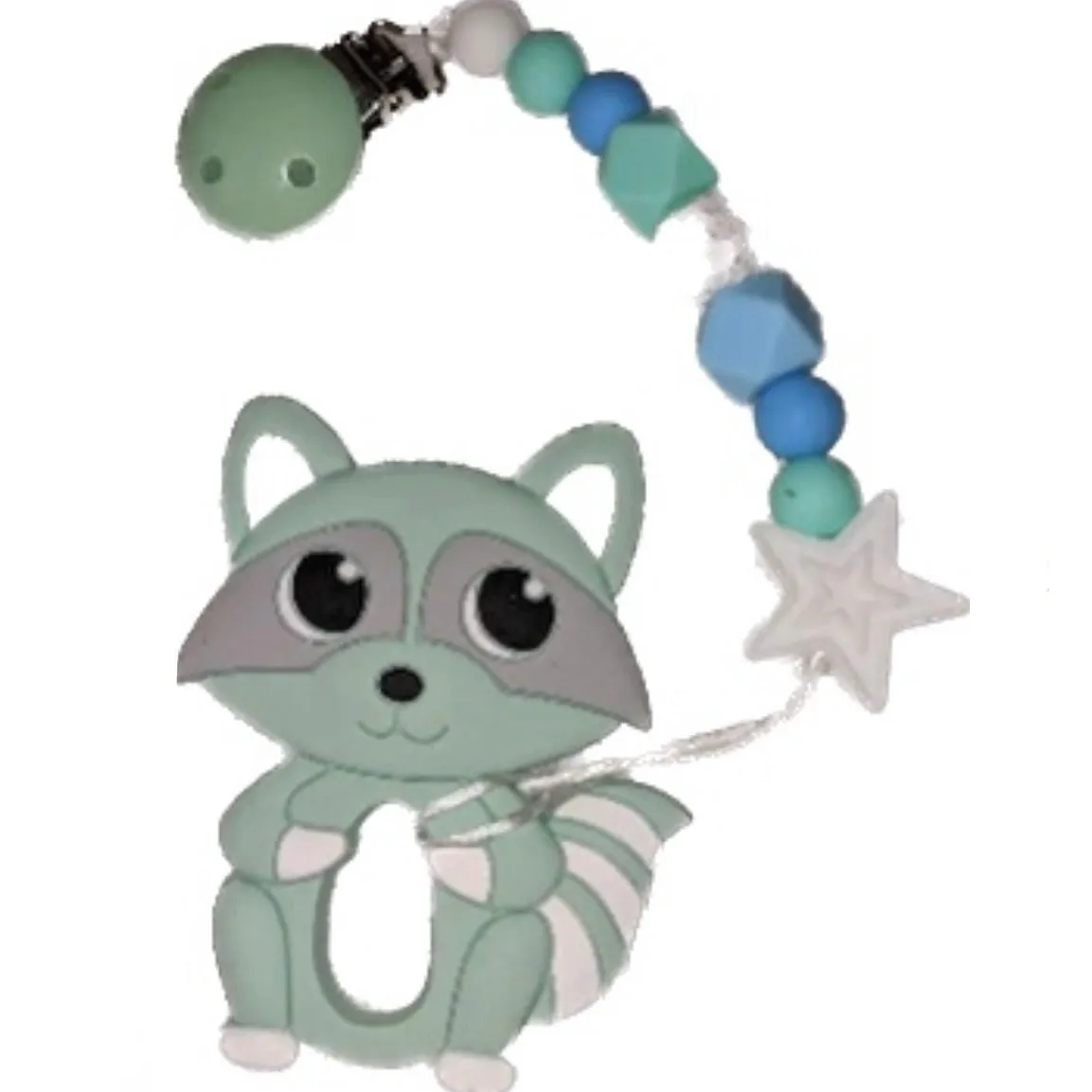 Raccoon Squirrel VARIETY Silicone Teether Chewing Toy Pacifier Clip