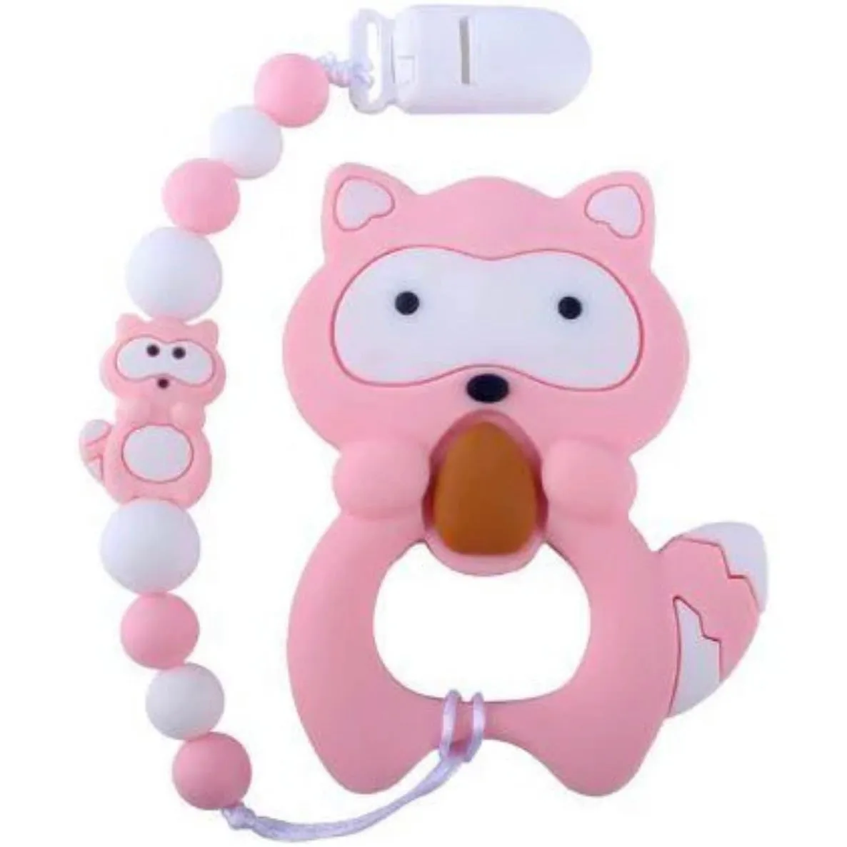 Raccoon Squirrel VARIETY Silicone Teether Chewing Toy Pacifier Clip