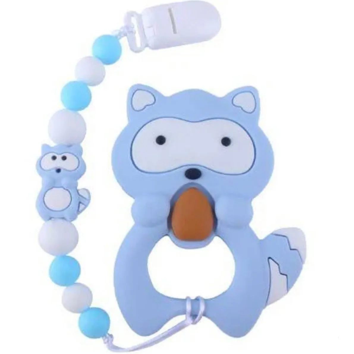 Raccoon Squirrel VARIETY Silicone Teether Chewing Toy Pacifier Clip