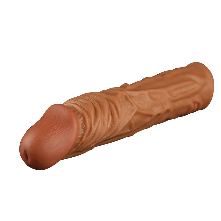 Realistic Cock Sleeve Condom Male Sex Toys - Life Size Silicone Penis Extender Sheath