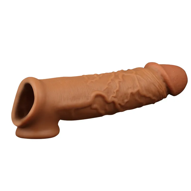 Realistic Cock Sleeve Condom Male Sex Toys - Life Size Silicone Penis Extender Sheath