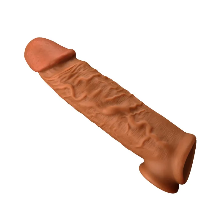 Realistic Cock Sleeve Condom Male Sex Toys - Life Size Silicone Penis Extender Sheath
