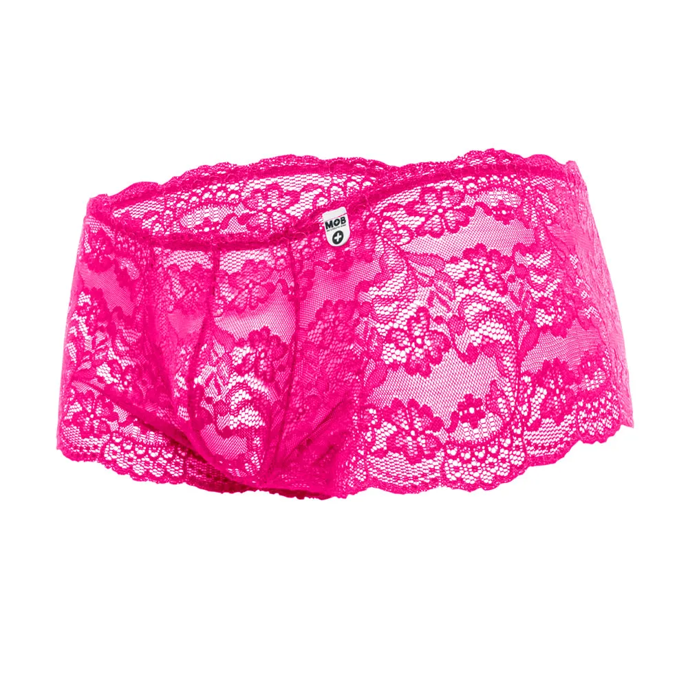 Rose Lace Boy Short Hot Pink S/M