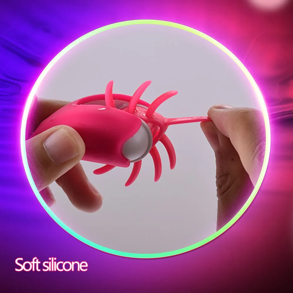 Rotation Oral Tongue Licking Penis Vibrating Ring G-spot Massager