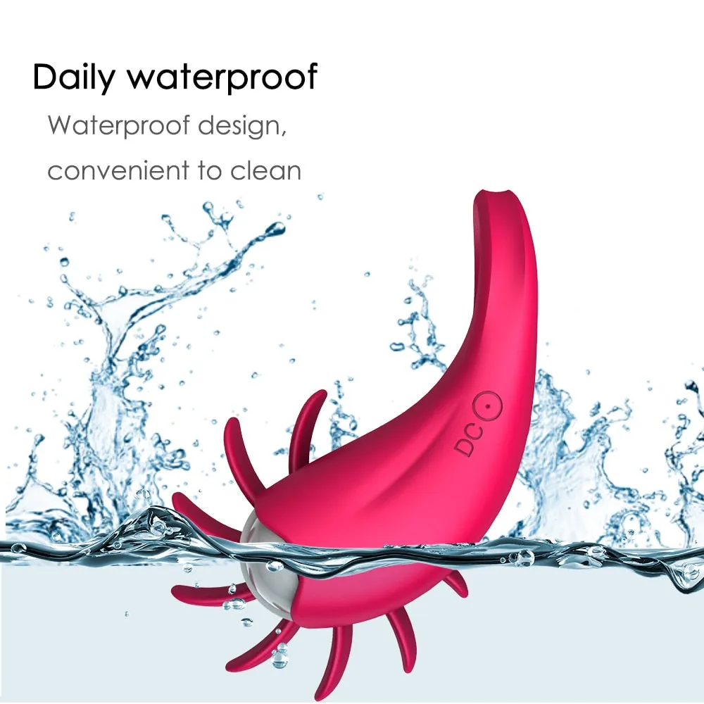 Rotation Oral Tongue Licking Penis Vibrating Ring G-spot Massager