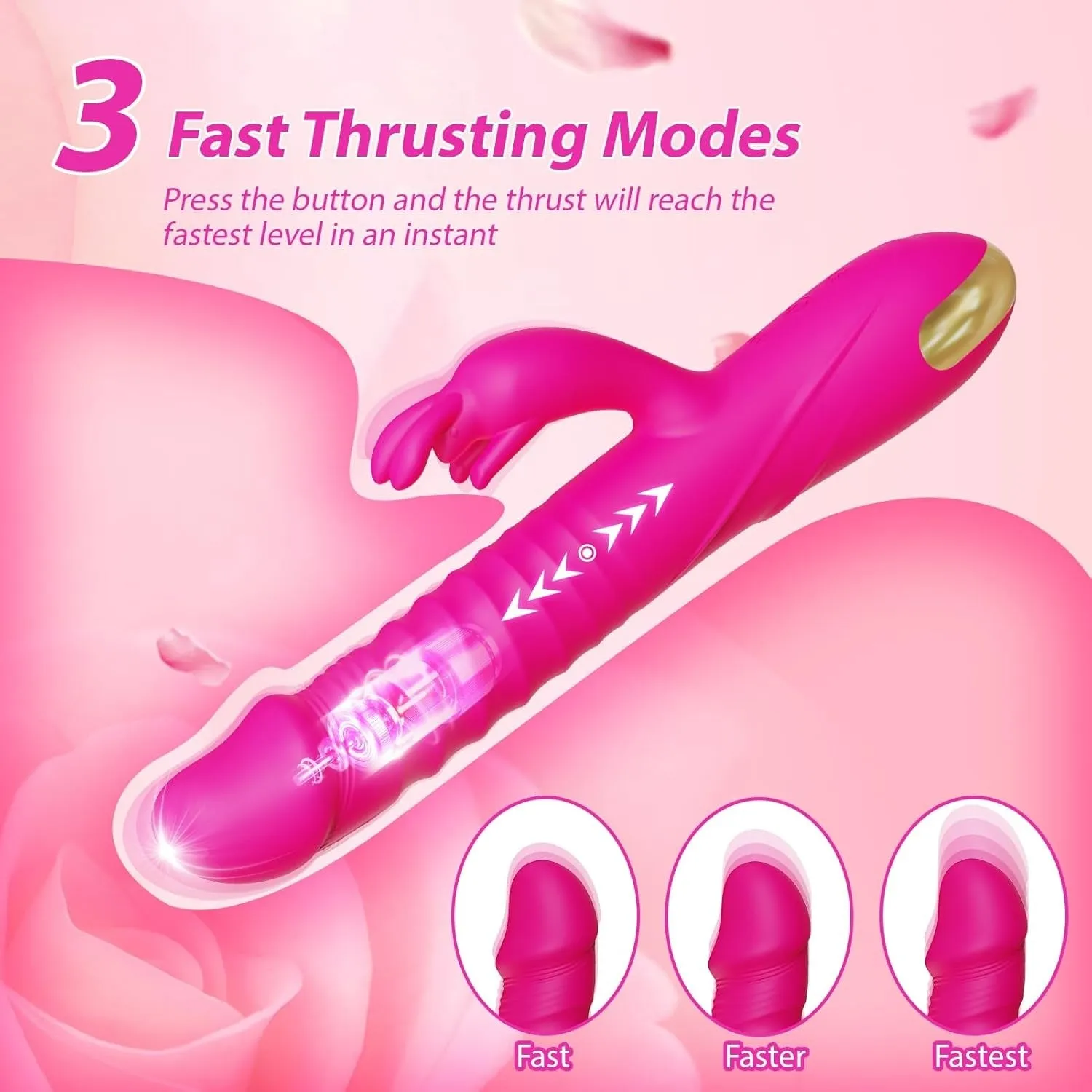 RRide Thrusting Dildo Rabbit Vibrator - Silicone Clitoral Stimulator For Women Or Couple