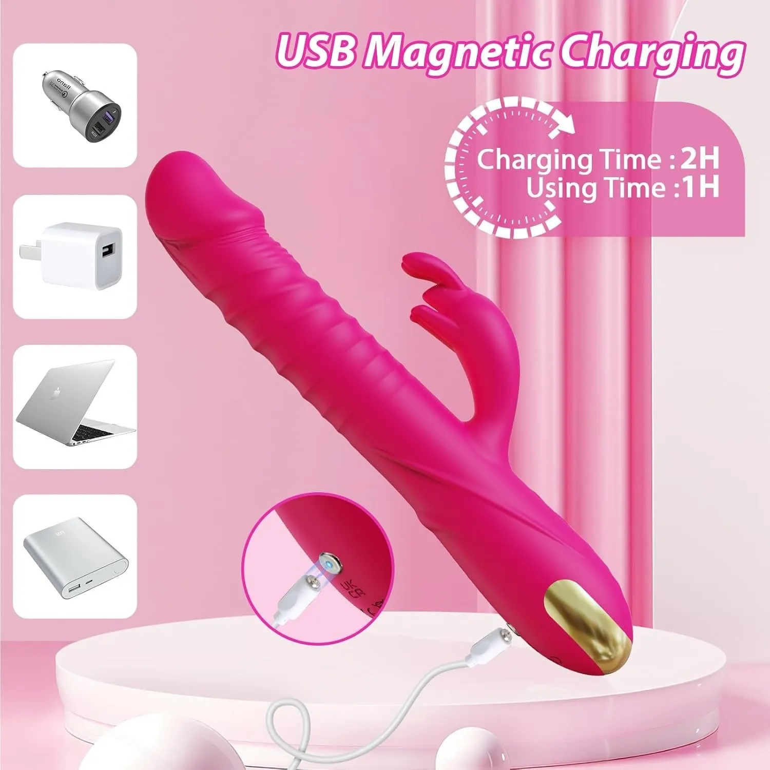 RRide Thrusting Dildo Rabbit Vibrator - Silicone Clitoral Stimulator For Women Or Couple