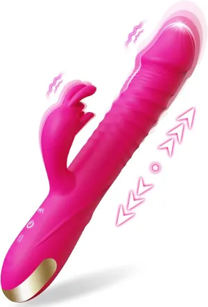 RRide Thrusting Dildo Rabbit Vibrator - Silicone Clitoral Stimulator For Women Or Couple