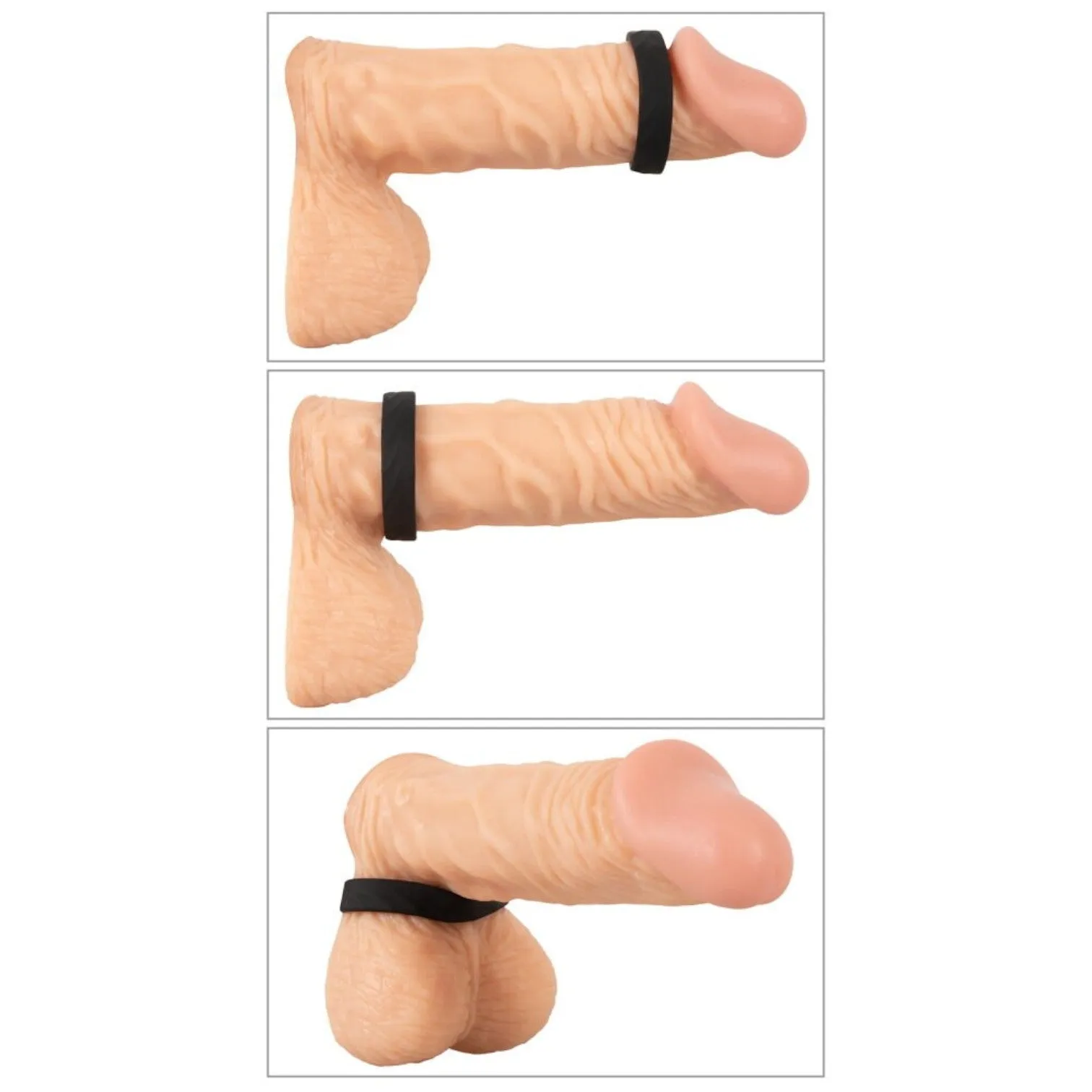 Set 2 inele pentru penis YOU2TOYS 4 In 1 Cock Rings. din silicon flexibil. cu 4 moduri de purtare. culoarea pielii și negru