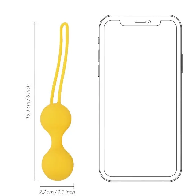 Set bile kegel LOVELINE Thumping Kegel Ball Exercise Set. pentru tonifierea mușchilor pelvieni. rezistente la apă. galben