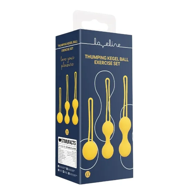 Set bile kegel LOVELINE Thumping Kegel Ball Exercise Set. pentru tonifierea mușchilor pelvieni. rezistente la apă. galben