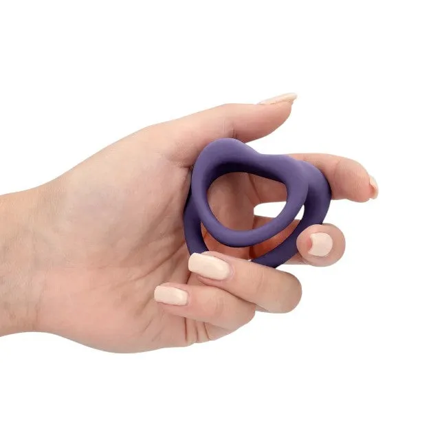Set inele pentru penis LOVELINE Heart Cockring Set. 2 inele din silicon ultra-moale. în formă de inimă. diametre 2.9 - 3.9 cm. mov
