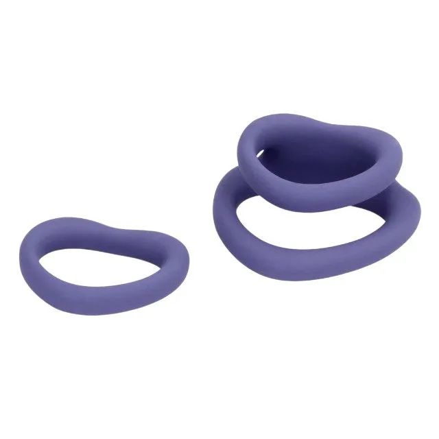 Set inele pentru penis LOVELINE Heart Cockring Set. 2 inele din silicon ultra-moale. în formă de inimă. diametre 2.9 - 3.9 cm. mov