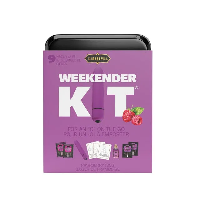 Set KAMASUTRA Weekender Kit Raspberry Kiss. cu vibrator bullet. ulei de masaj. cărți de joc cu poziții sexuale și lubrifiant (zmeură)