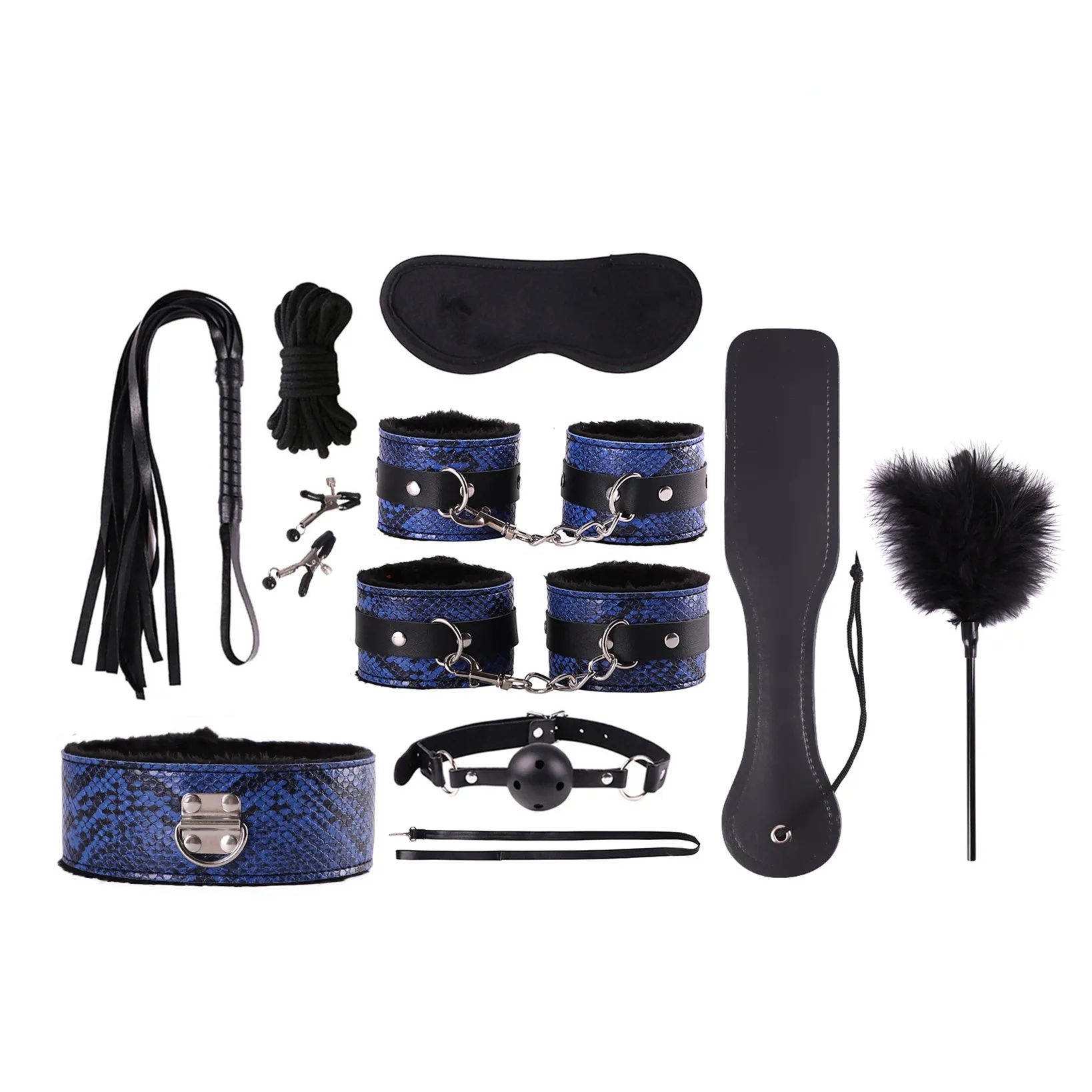 Snake Print Design Bondage Boutique Submissive Special Bondage Kit (10 Piece)