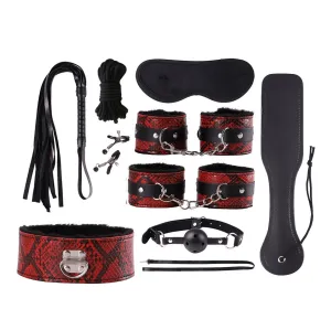 Snake Print Design Bondage Boutique Submissive Special Bondage Kit (9 Piece)
