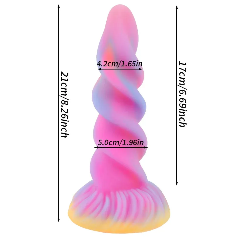 Sprial Fantasy Dildo Anal Plug - Luminous Silicone Dildos G Spot Prostate Massager