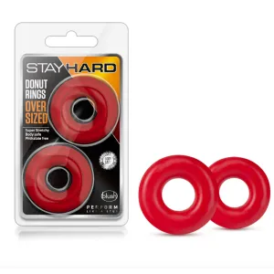 Stay Hard Donut Rings Oversized Cockring 2-Pack Red