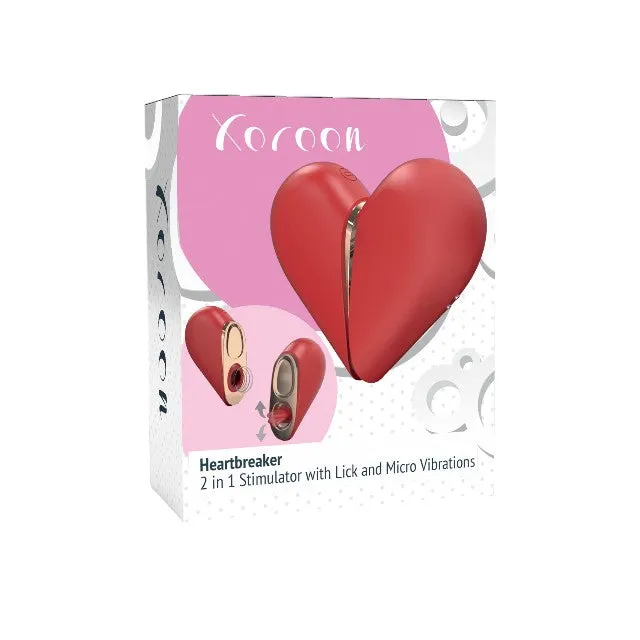 Stimulator clitoris 2 în 1 XOCOON Heartbreaker. în formă de inimă. cu funcție de simulare sex oral. 8 funcții de vibrație. roșu