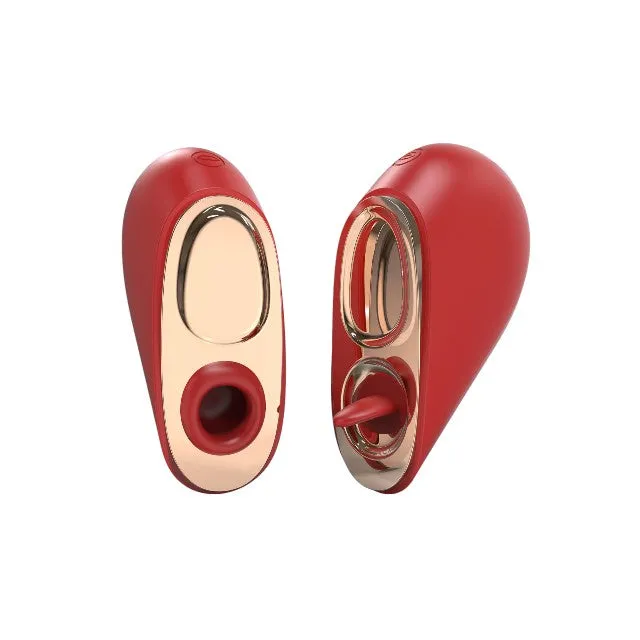 Stimulator clitoris 2 în 1 XOCOON Heartbreaker. în formă de inimă. cu funcție de simulare sex oral. 8 funcții de vibrație. roșu