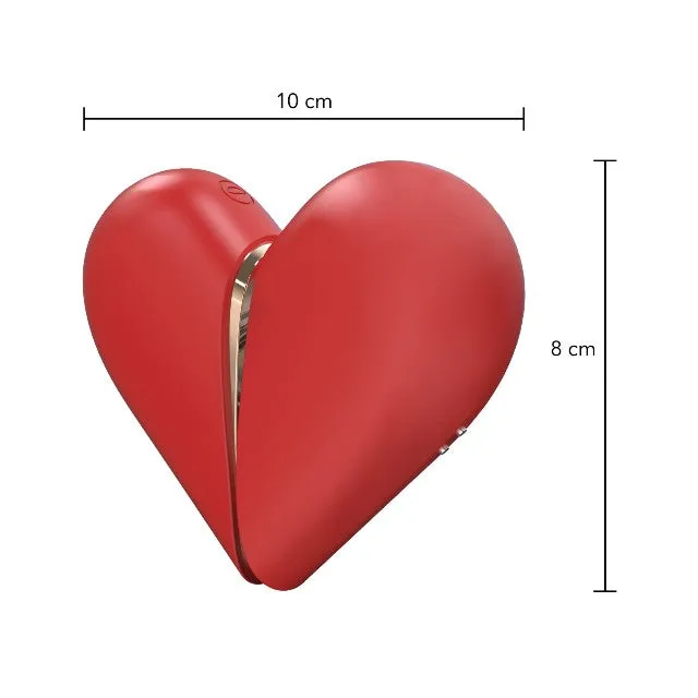 Stimulator clitoris 2 în 1 XOCOON Heartbreaker. în formă de inimă. cu funcție de simulare sex oral. 8 funcții de vibrație. roșu