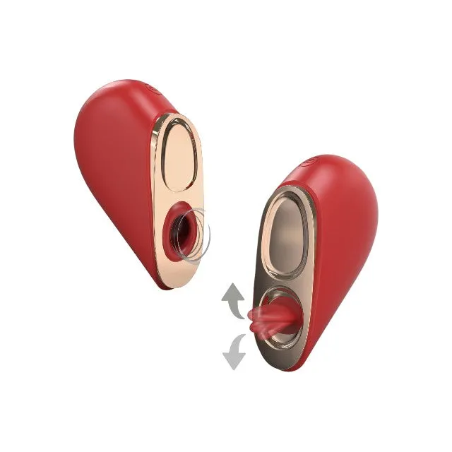 Stimulator clitoris 2 în 1 XOCOON Heartbreaker. în formă de inimă. cu funcție de simulare sex oral. 8 funcții de vibrație. roșu