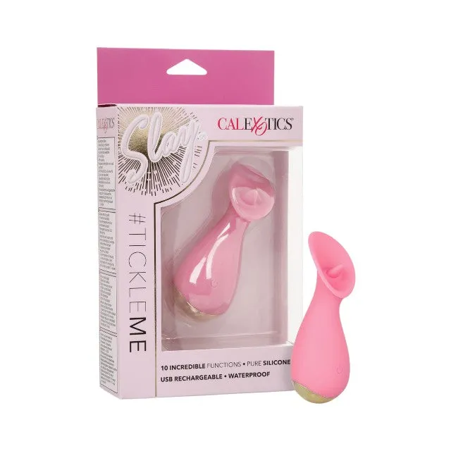 Stimulator clitoris CALEXOTICS #TICKLEME. cu funcție de simulare sex oral. 10 funcții de vibrație. rezistent la apă. culoare roz