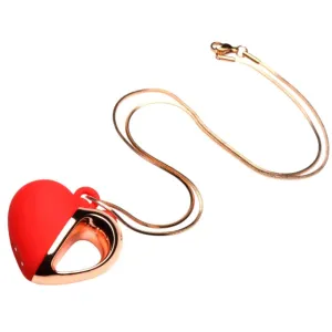 Stimulator clitoris CHARMED Heart Necklace. pandantiv în formă de inimă pe colier. 10 funcții de vibrație. roșu cu auriu