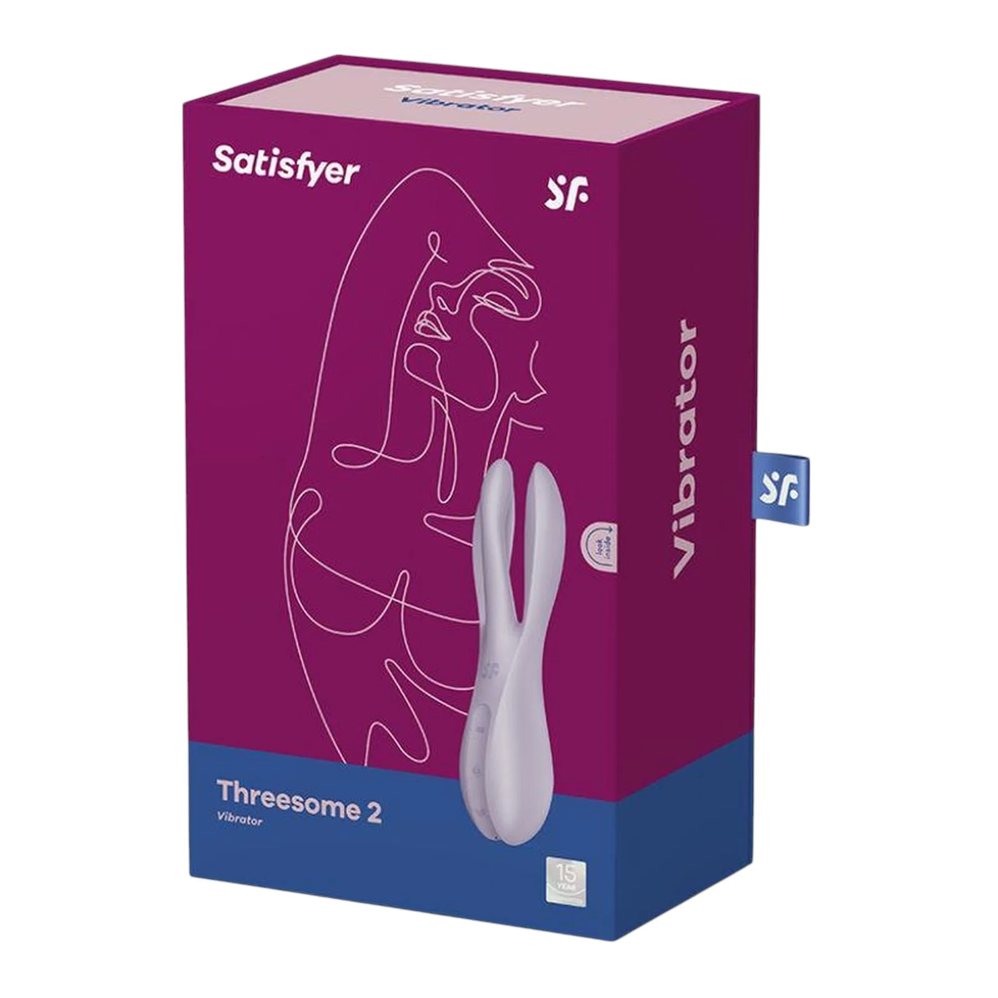 Stimulator clitoris și labii SATISFYER Threesome 2. cu 3 capete. 12 funcții de vibrație. rezistent la apă IPX7. mov violet