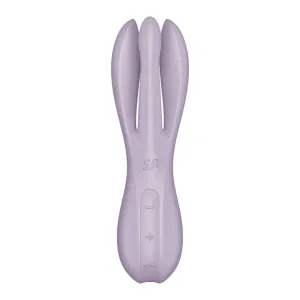 Stimulator clitoris și labii SATISFYER Threesome 2. cu 3 capete. 12 funcții de vibrație. rezistent la apă IPX7. mov violet