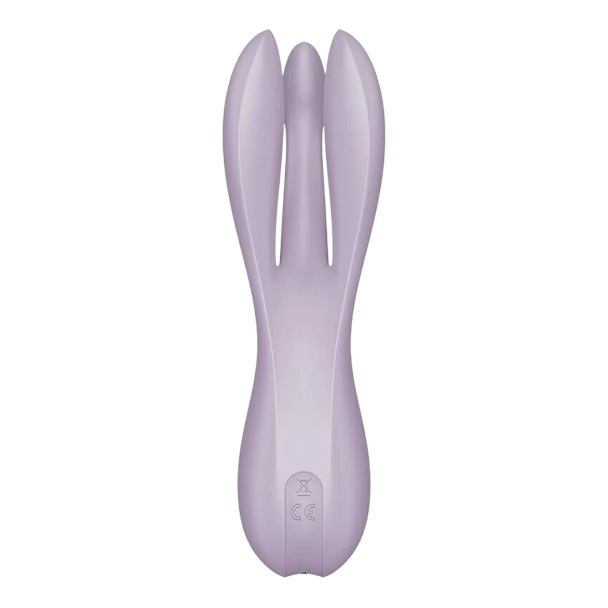 Stimulator clitoris și labii SATISFYER Threesome 2. cu 3 capete. 12 funcții de vibrație. rezistent la apă IPX7. mov violet