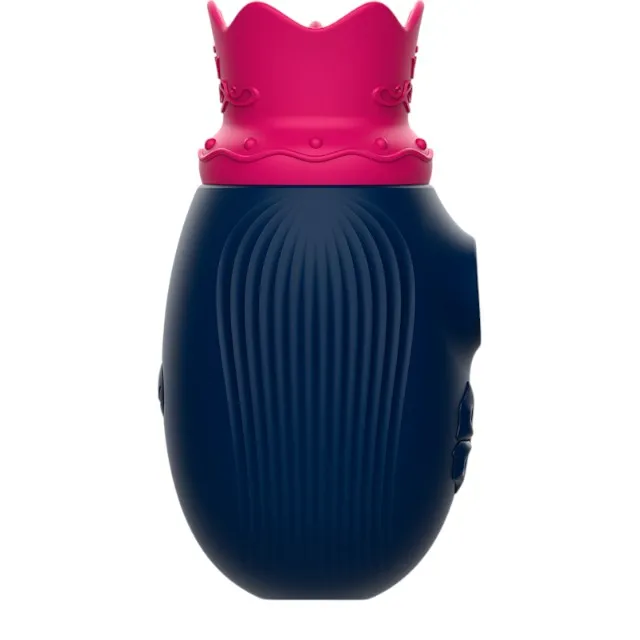 Stimulator clitoris INTENSE Clit Stimulator. design cu coroană. cu funcție de simulare sex oral. 10 funcții de aspirare. albastru cu roz