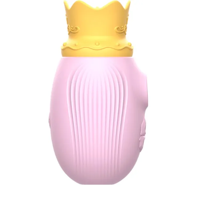 Stimulator clitoris INTENSE Clit Stimulator. design cu coroană. cu funcție de simulare sex oral. 10 funcții de aspirare. roz cu galben