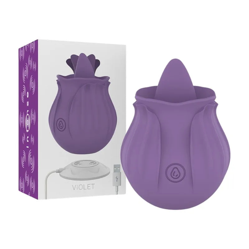 Stimulator clitoris INTENSE VIOLET. cu 10 funcții de vibrație. în formă de trandafir. rezistent de apă IPX7. culoarea mov