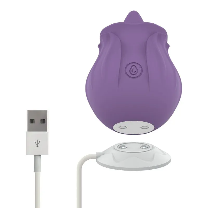 Stimulator clitoris INTENSE VIOLET. cu 10 funcții de vibrație. în formă de trandafir. rezistent de apă IPX7. culoarea mov